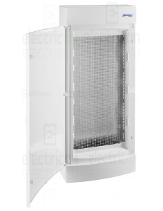 Tablou multimedia, aparent, 48 module (4x12), ușă albă, IP40, Schrack, BK080755