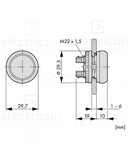 Buton comanda, cu revenire, plat, negru, Schrack, MM216590