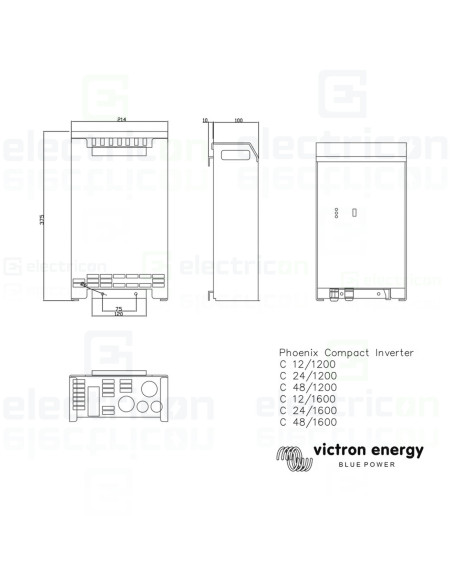 Invertor trifazat Phoenix Compact, 12-2000 VA, 1600 W, Victron Energy, CIN122200000