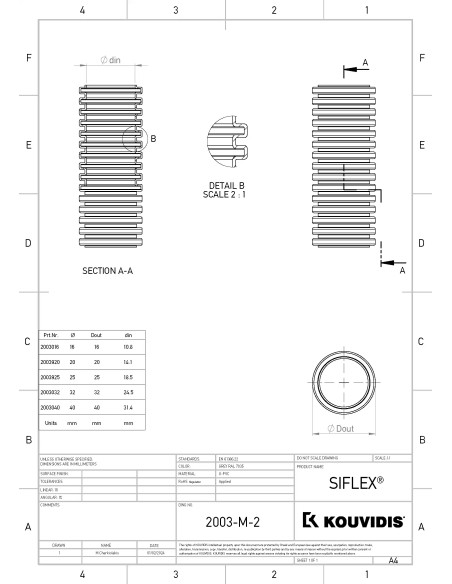 Copex tub protecție flexibil, gri, rola 100 metri, 16mm, 320N, SIFLEX IAS, Kouvidis, 2003916