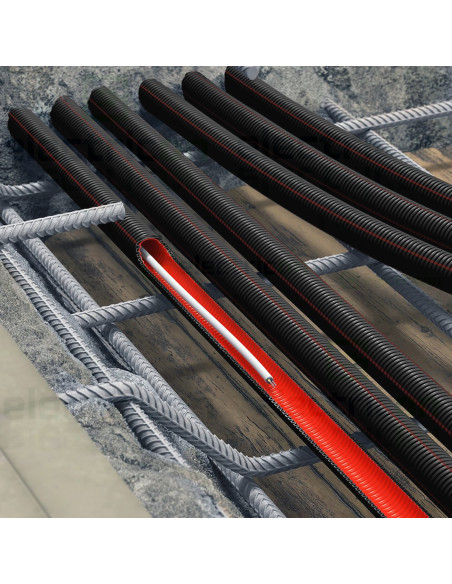 Copex tub protecție flexibil, pentru cabluri electrice, negru, rola 50 metri, 16mm, 750N, Duroflex Plus ISR, Kouvidis, 2050016