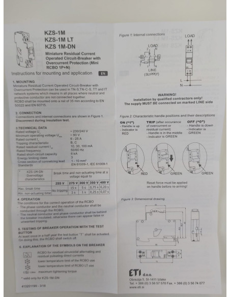 Siguranta diferentiala RCBO 1M, tip A, B10,10mA