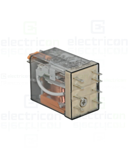 Releu industrial miniaturizat, 8 pini fixabili, 230V, 2CO, 10A, AgNi, cu buton de proba blocabil, Finder, 55.32.8.230.0040