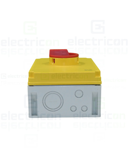 mâner roșu cu plăcuță galbenă