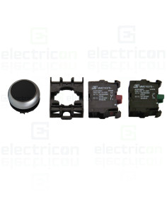 Pachet Buton Comandă Schrack cu Contact Auxiliar și Element Cuplare - Sistem Complet Industrial Negru