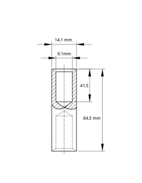 Mufă neizolată din aluminiu, 35mm², (d1 7,2mm, L 81mm), Tracon Electric. AT35