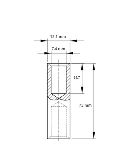 Mufă neizolată din aluminiu, 25mm², (d1 7,4mm, L 75mm), Tracon Electric. AT25