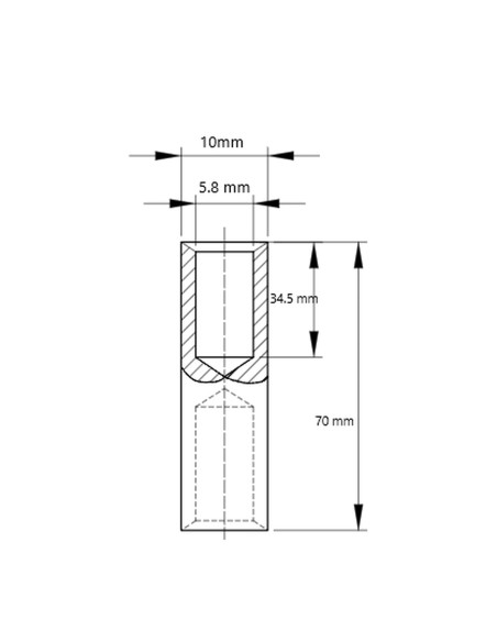 Mufă neizolată din aluminiu, 16mm², (d1 5,2mm, L 69mm), Tracon Electric. AT16