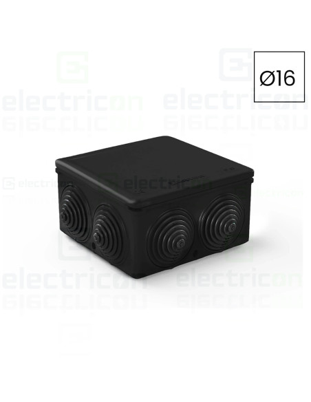 Cutie de jonctiune cu montaj aparent, cu garnituri de etansare, negru, Kouvidis, Durosol Plus ISR