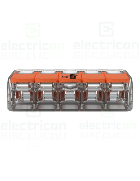 Clemă legătură doză pentru cablu lițat, flexibil cu clapetă, 5x6mm², Wago, 221-615