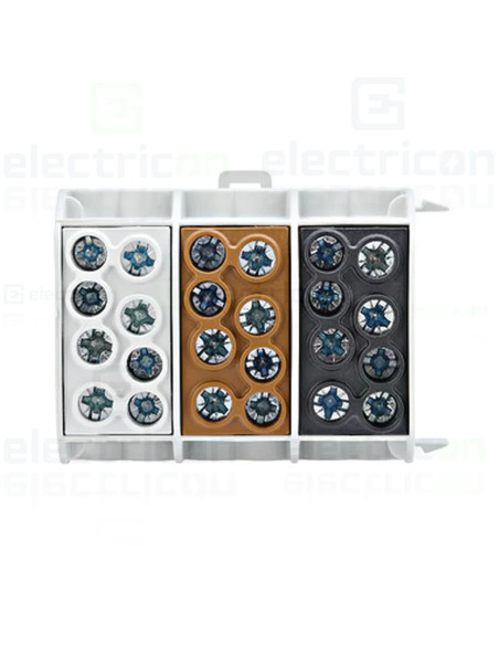 Clema derivatie 35mm², Cu, 3P, izolate, 4 puncte conectare, Maro, Negru, Gri, Schrack, IK026283-A