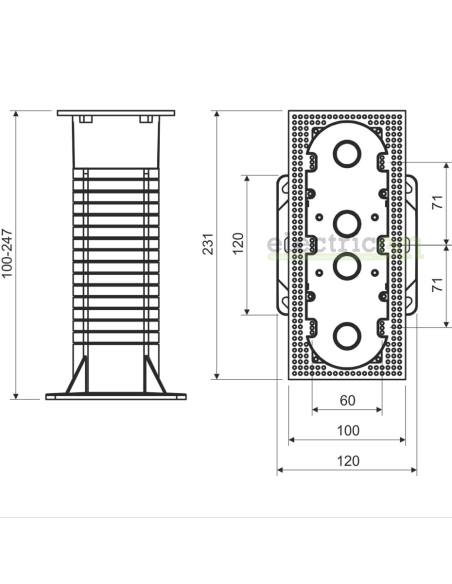 Doza aparataj, de legatura, multipla, montaj pentru polistiren, 100x230x250 mm, Kopos, KEZ-3_KB