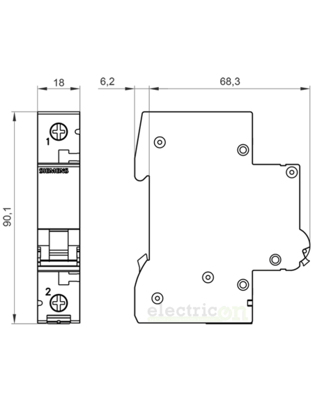 Siguranta automata (disjunctor) MCB, curba B, 16A, 1P, 6kA, 1M, Siemens, 5SL6116-6