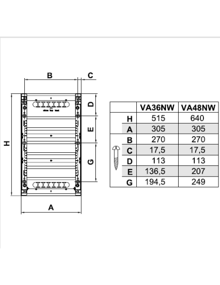 Tablou multimedia, aparent, 36 module (3x12), ușă albă, IP30, Volta, Hager, VA36NW