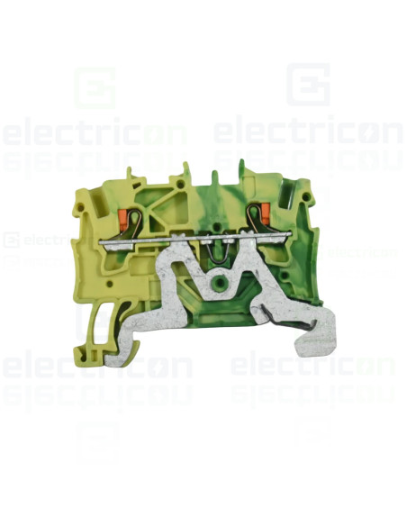 Clema șir, de trecere, 2 conexiuni, 1,5 mm²,verde-galben, împământare, TopJobs Push-In, Wago, 2201-1207