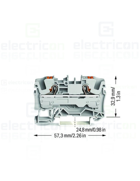 Clema șir, de trecere, 2 conexiuni, 6 mm²,gri, TopJobs Push-In, Wago, 2206-1201