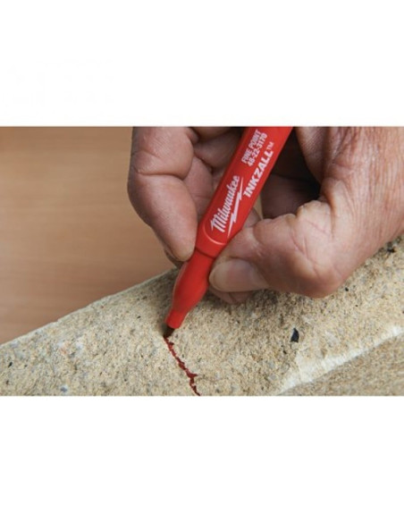 Marker rosu pentru santier INKZALL™, cu varf fin