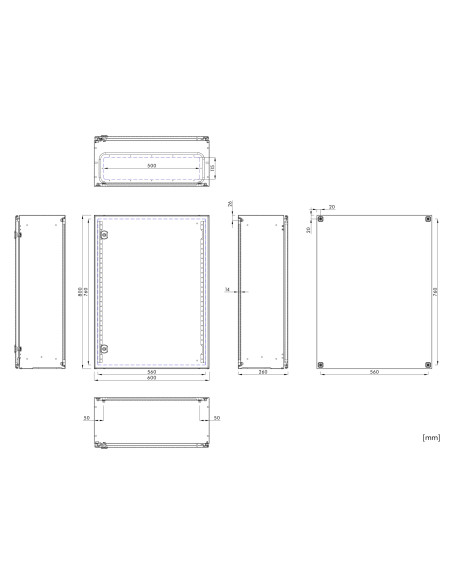 Cutie metalica + contrapanou, 800x600x260, cu ușă. IP65, Schrack, WST8060260