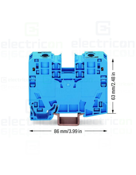 Clema sir WAGO de trecere cu 2 conductori pe sina, 35mm, albastru