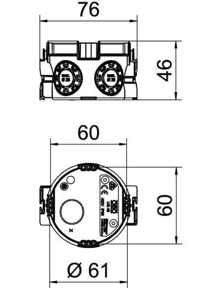 Doza aparataj, sub tencuială, UG 46-GS, Ø60 mm, OBO Bettermann,2003701