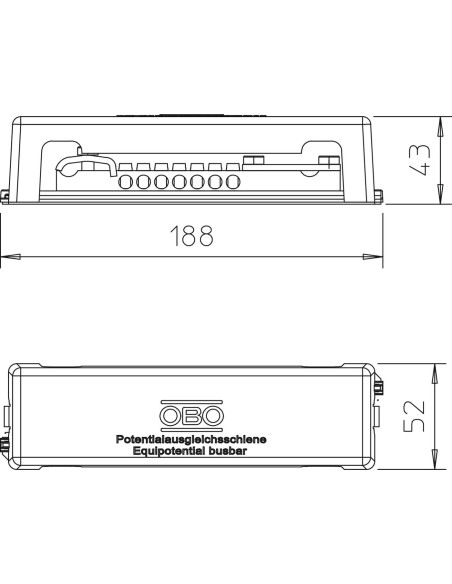 Bara de egalizare potential cu placa suport metalica, 9 terminale,100A, OBO Bettermann, 5015081