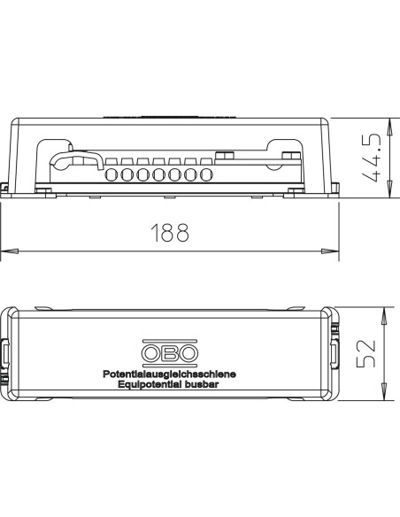 Bara de egalizare potential pentru exterior, negru, 50A, 1809 A, OBO Bettermann, 5015111