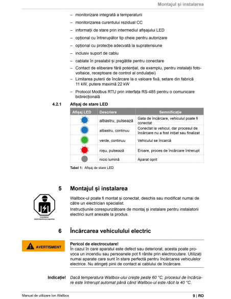 Statie de incarcare fixa, Ion Wallbox Basic, 22KW, type 2, cablu de incarcare 5m