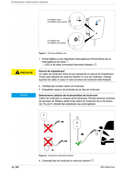 Statie de incarcare fixa, Ion Wallbox Basic, 22KW, type 2, cablu de incarcare 5m