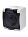 Priză Shucko, 2P+E, cu capac transparent, aplicata, alb, IP44, RHE-1sd, ETI,004668016
