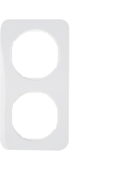 Rama aparataj, 2 module, orizontal, alb, Berker R.1, Hager, 10122189