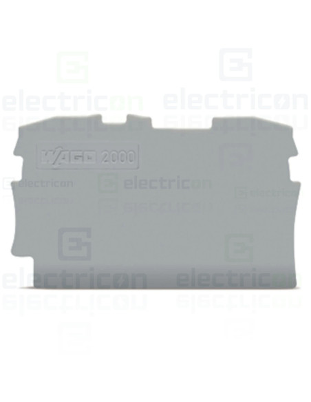 Element terminal pentru cleme sir seria Wago 2200 (2 conexiuni), grosime 0,7 mm, gri, Wago, 2000-1291
