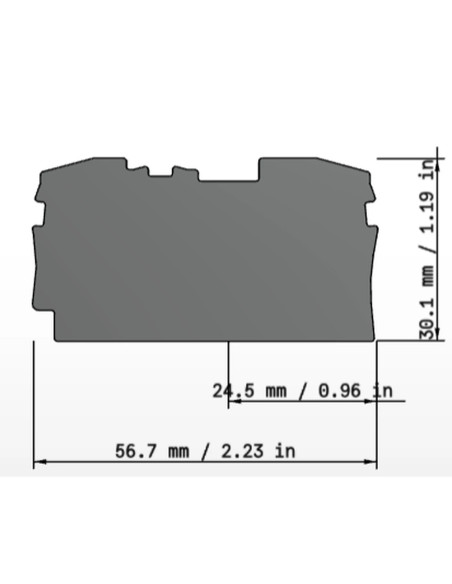Element terminal pentru cleme sir seria Wago 2206 (2 conexiuni), grosime 1 mm, gri, Wago, 2006-1291