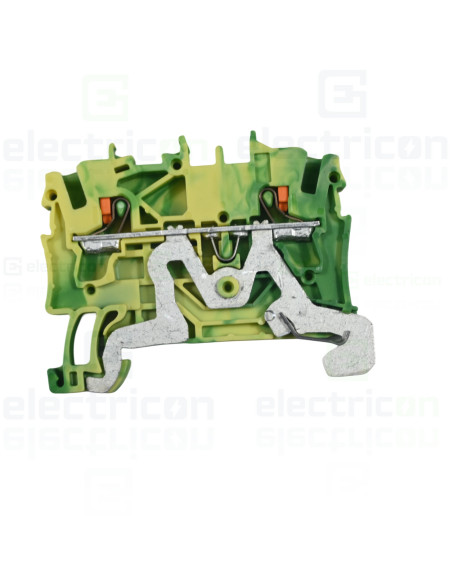 Clema șir, de trecere,împământare, 2 conexiuni, 1,5 mm²,verde-galben, TopJobs Push-In, Wago, 2201-1207