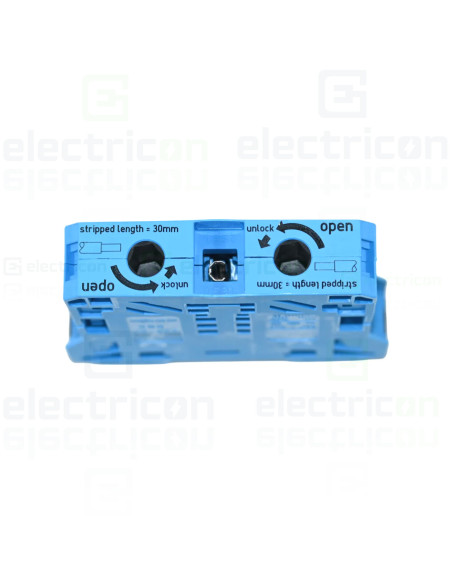 Clema sir WAGO de trecere cu 2 conductori pe sina, 50mm, albastru