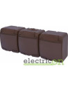 Priza triplă, 2P+E, cu capac, aplicat, orizontală. maro, IP54, RHE-3s-KR, ETI, 004668054