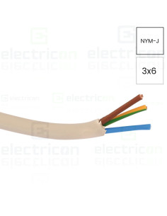 Cablu electric monofilar rigid, (N)YM-J 3x6 mm², gri deschis