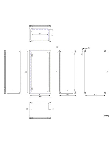 Cutie metalica + contrapanou, 800x400x300, cu ușă. IP65, Schrack, WSA8040300