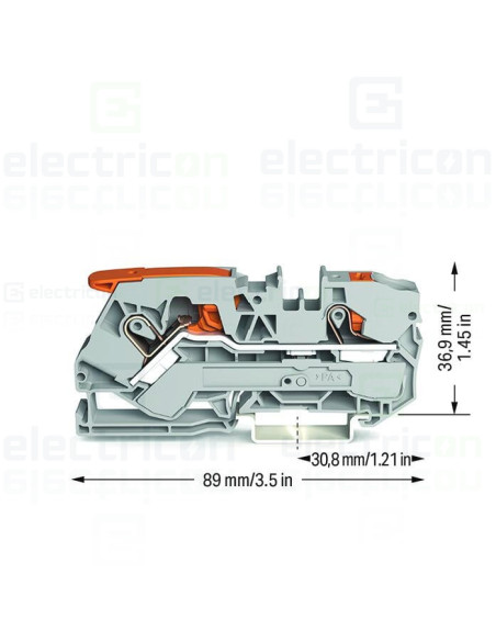 Clema șir, cu pârghie și buton, 2 conexiuni, 10 mm²,gri,TopJobs Clamp, Wago, 2110-5201