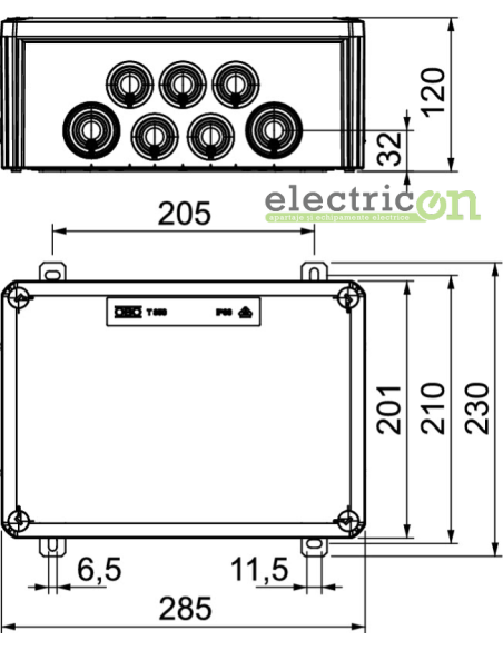 Doza ramnificație, peste tencuială, T 350ED 4x32 AD, 267x182x110 mm, OBO Bettermann, 7205772