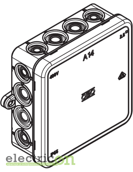 Doza ramnificație, peste tencuială, A 14 HF RW, 90x90x35 mm, OBO Bettermann, 2000390