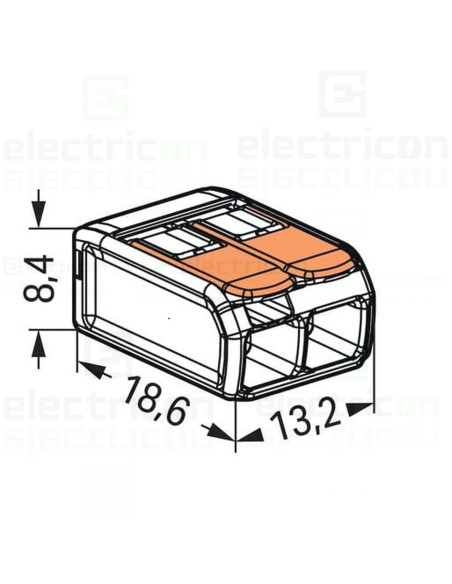 Clemă legătură doză pentru cablu lițat, 2x4mm², Wago, 221-412