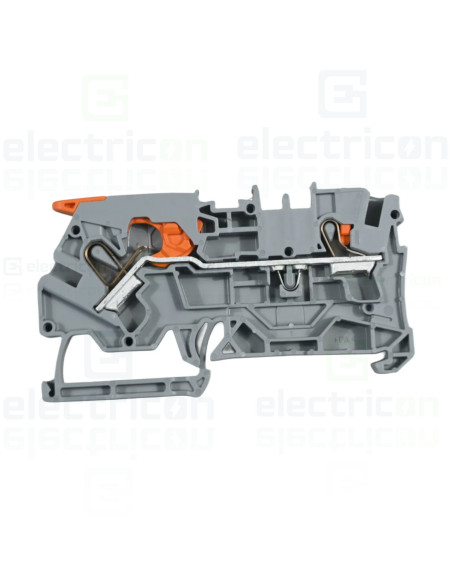 Clema șir, cu pârghie și buton, 2 conexiuni, 4 mm², gri, TopJobs Clamp, Wago, 2104-5201