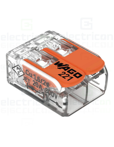 Clemă legătură doză pentru cablu lițat, 2x4mm², Wago, 221-412