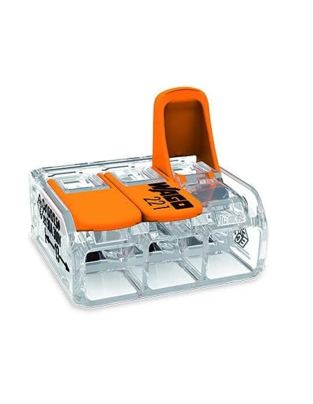Clemă legătură doză pentru cablu lițat, 3x4mm², Wago, 221-413