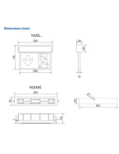 Corp iluminat de siguranta KS 4x0,5W, LED 230V, IP54, montaj universal, Schrack, NLKSC009EL