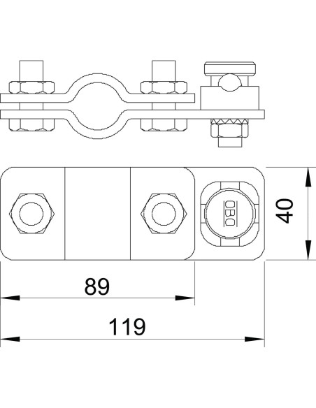 Brida de legatura pentru electrozi la platbanda pe conductor rotund, 25 mm. 2710 25 FT, OBO Bettermann, 5001226