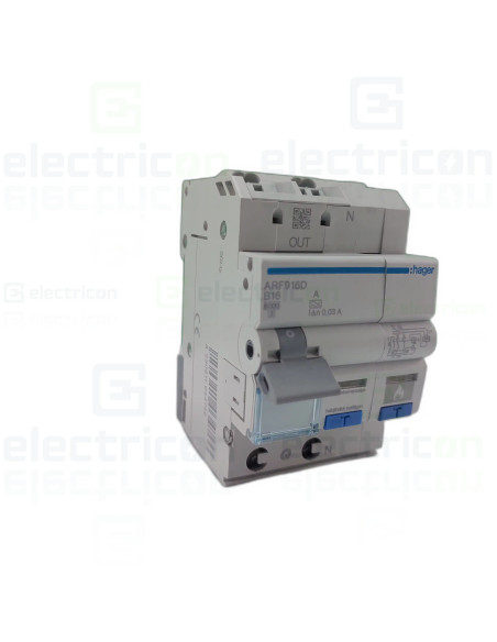 Dispozitiv de protectie a defectelor de arc, AFDD+RCBO, 1P+N, 3M, B16, 30mA, 6kA, 16A, QuickConnect, Hager, ARF916D