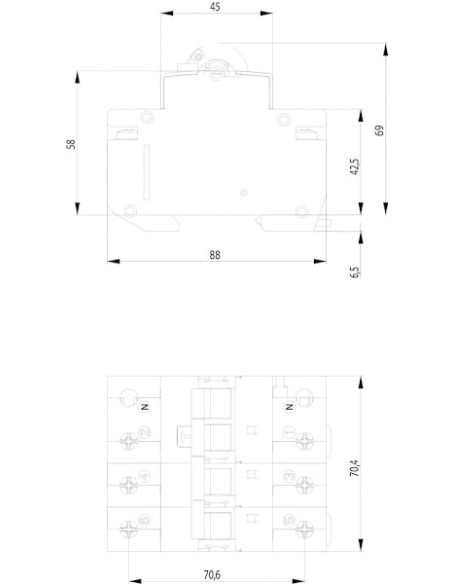 Diferential RCBO, 3P+N, 32A, 30mA, curba C, tip A, C32, 6kA, KZS-4M 3p+N A C32/0.03, ETI, 002174927