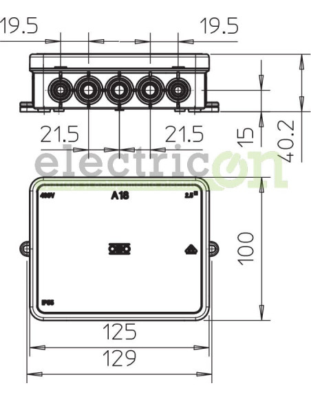Doza ramnificație, peste tencuială, A 18 HF RO, 115x90x35 mm, OBO Bettermann, 2000418