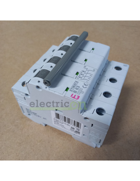 Siguranta automata (disjunctor) MCB, curba B, 63A, 3P+N, 6kA, 4M, ETI, 002116522